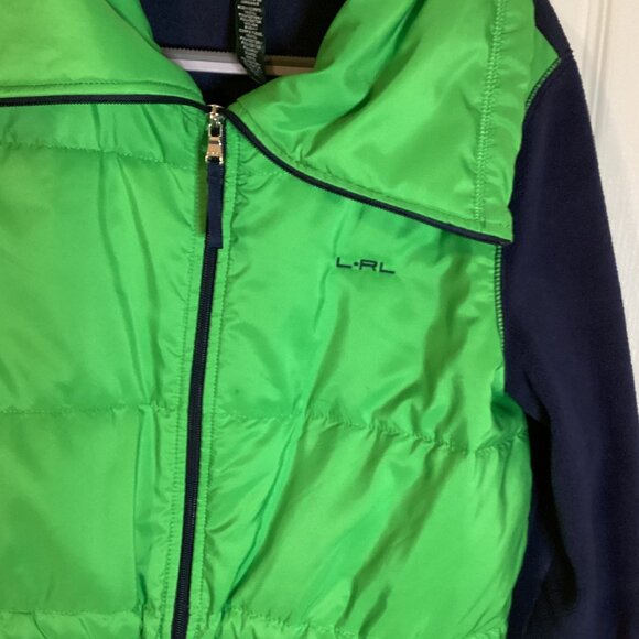 Lauren Ralph Lauren Active Women's Jacket Green Blue Size L High Neck Pockets - Picture 2 of 13